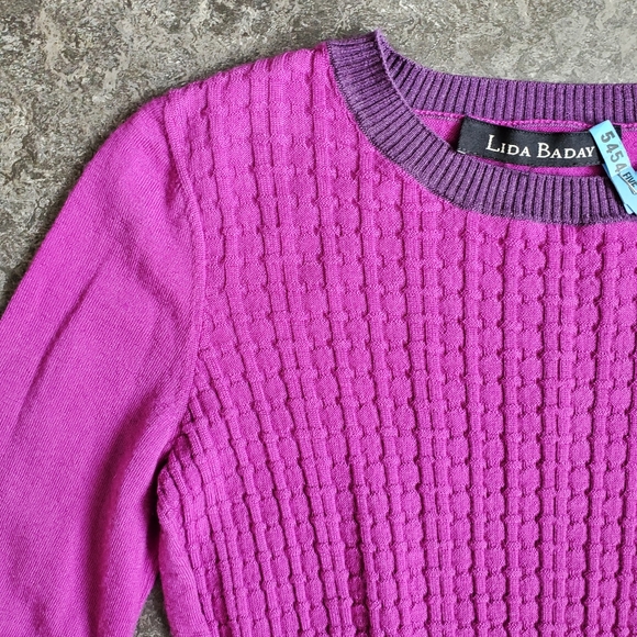 Lida Baday Silk Cashmere Italy Vibrant Magenta Plum Fine Sweater  XS? - Picture 4 of 10